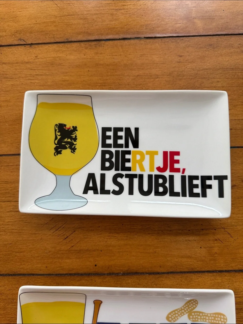 Crate & Barrel Ceramic Beer-Themed Snack Appetizer Plates - Set of 2